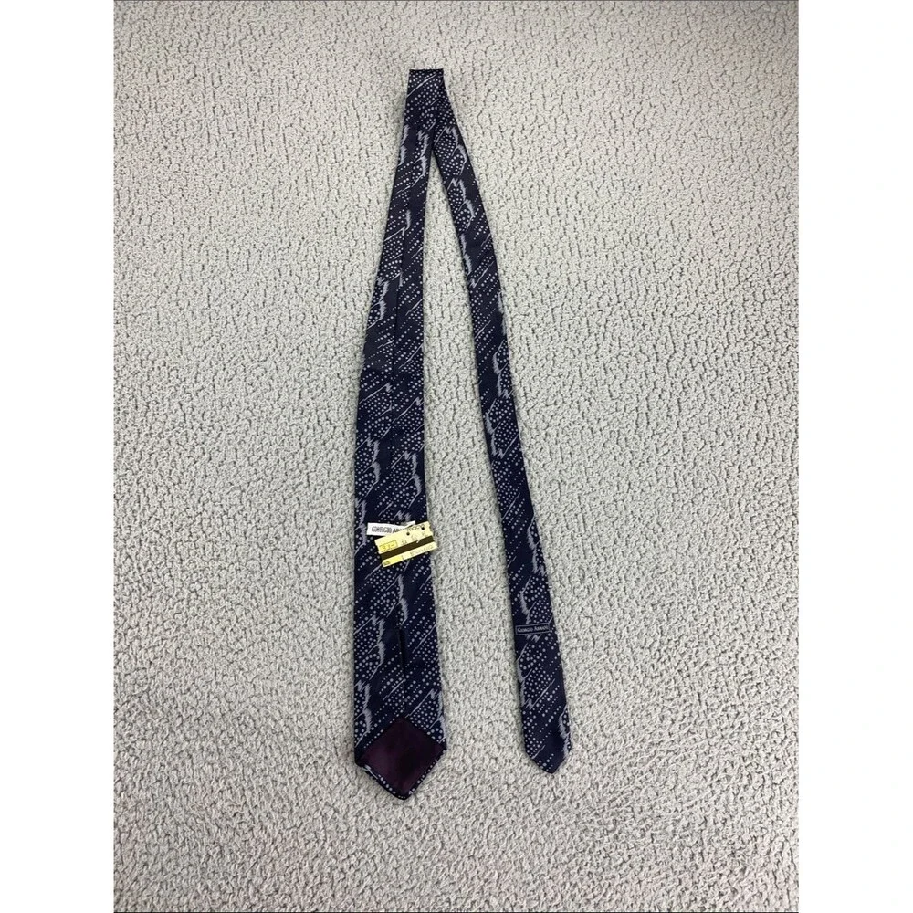 Giorgio Armani Silk Tie Navy Blue Abstract Dot Pattern Designer Necktie